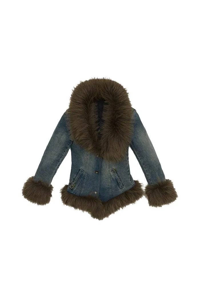 Retro Fur Denim Coat