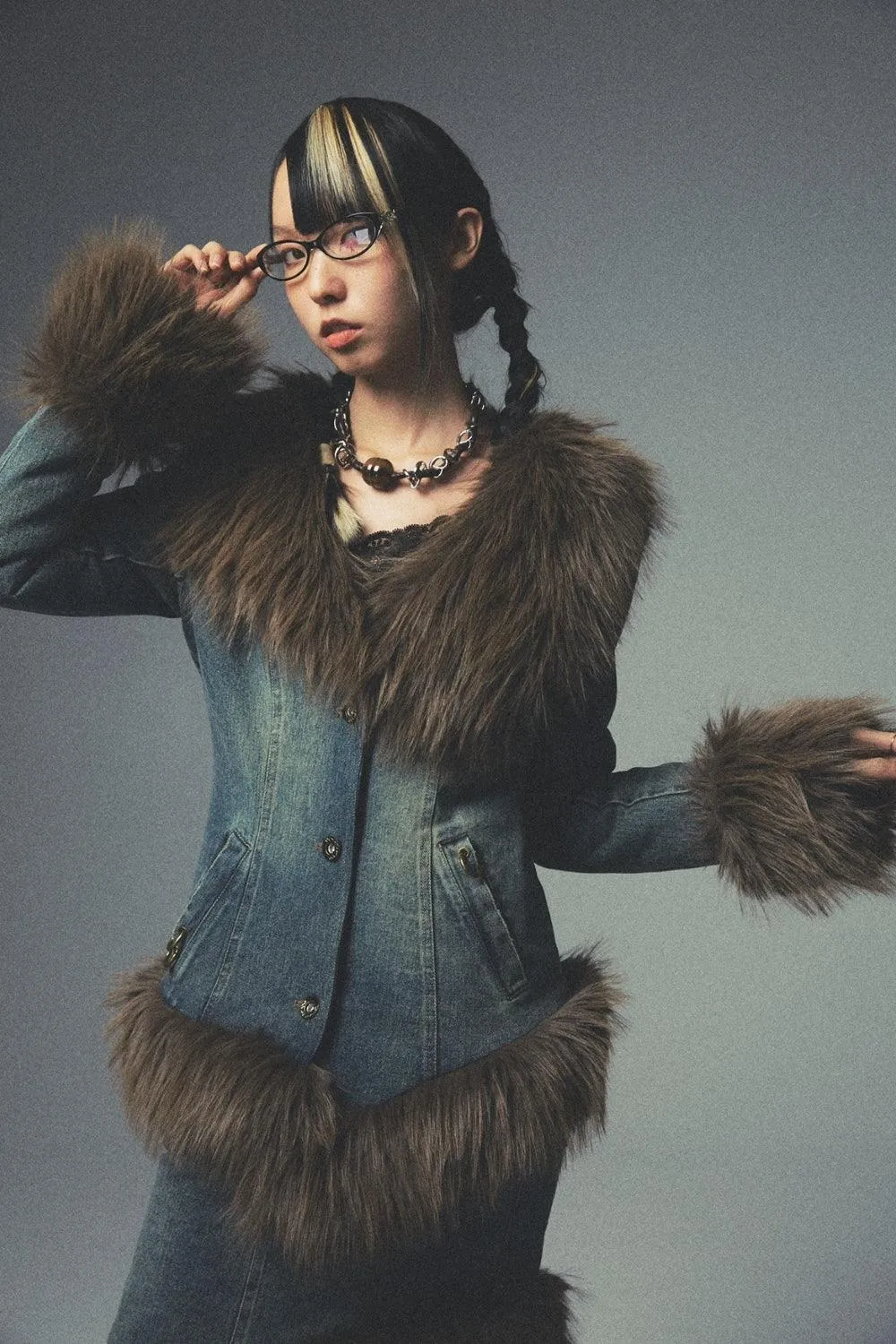Retro Fur Denim Coat