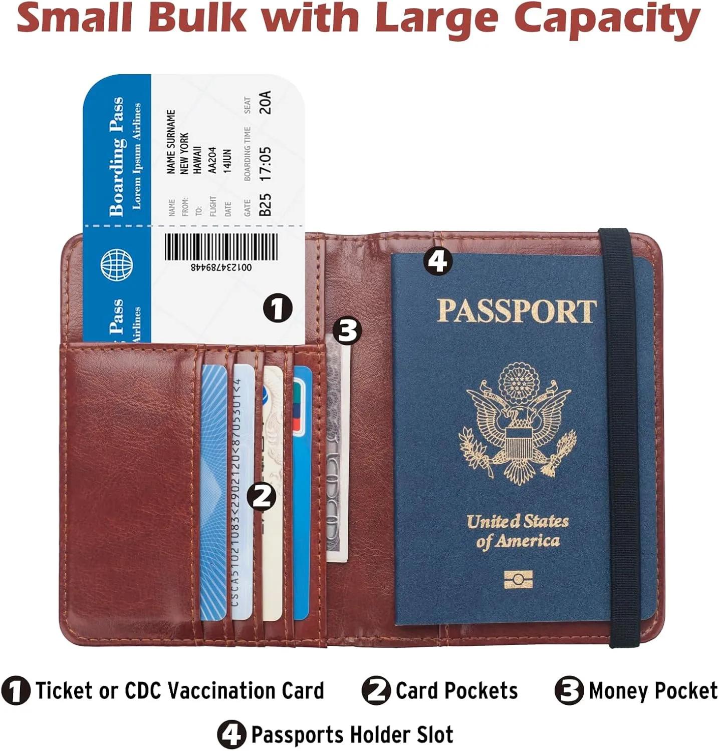 RFID Passport Holder Wallet for Women Men Travel, Leather US Passport Cover Case with Vaccine Card Slot, Waterproof Passport Book Travel Document Organizer Carrier Protector