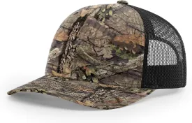 Richardson Unisex 112P Trucker Adjustable Snapback Baseball Cap, Mossy Oak Break Up Country/Black, One Size Fits Most