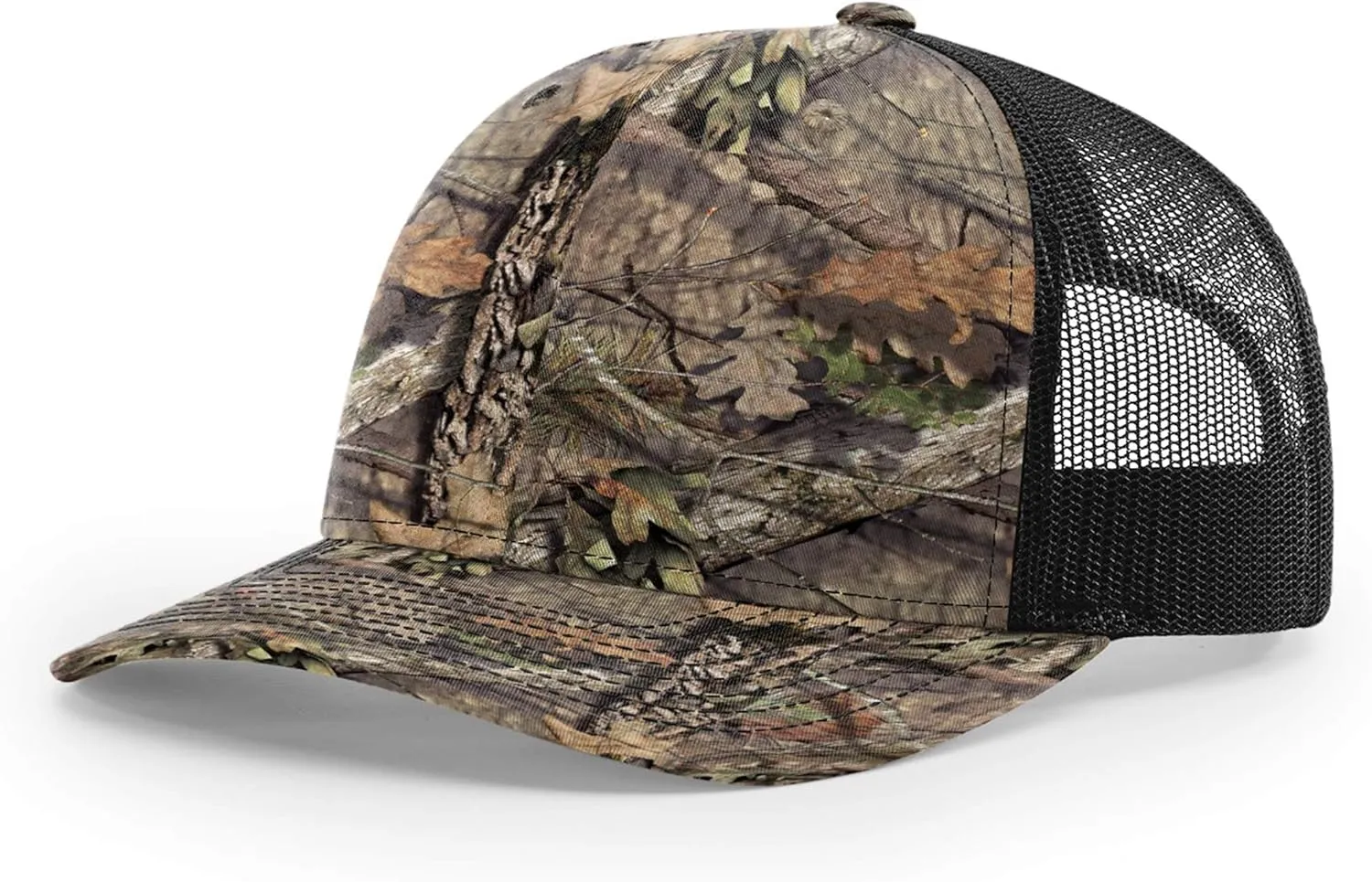 Richardson Unisex 112P Trucker Adjustable Snapback Baseball Cap, Mossy Oak Break Up Country/Black, One Size Fits Most