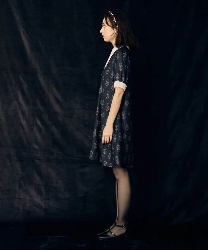 Rose Cercueil Pattern Sack Dress
