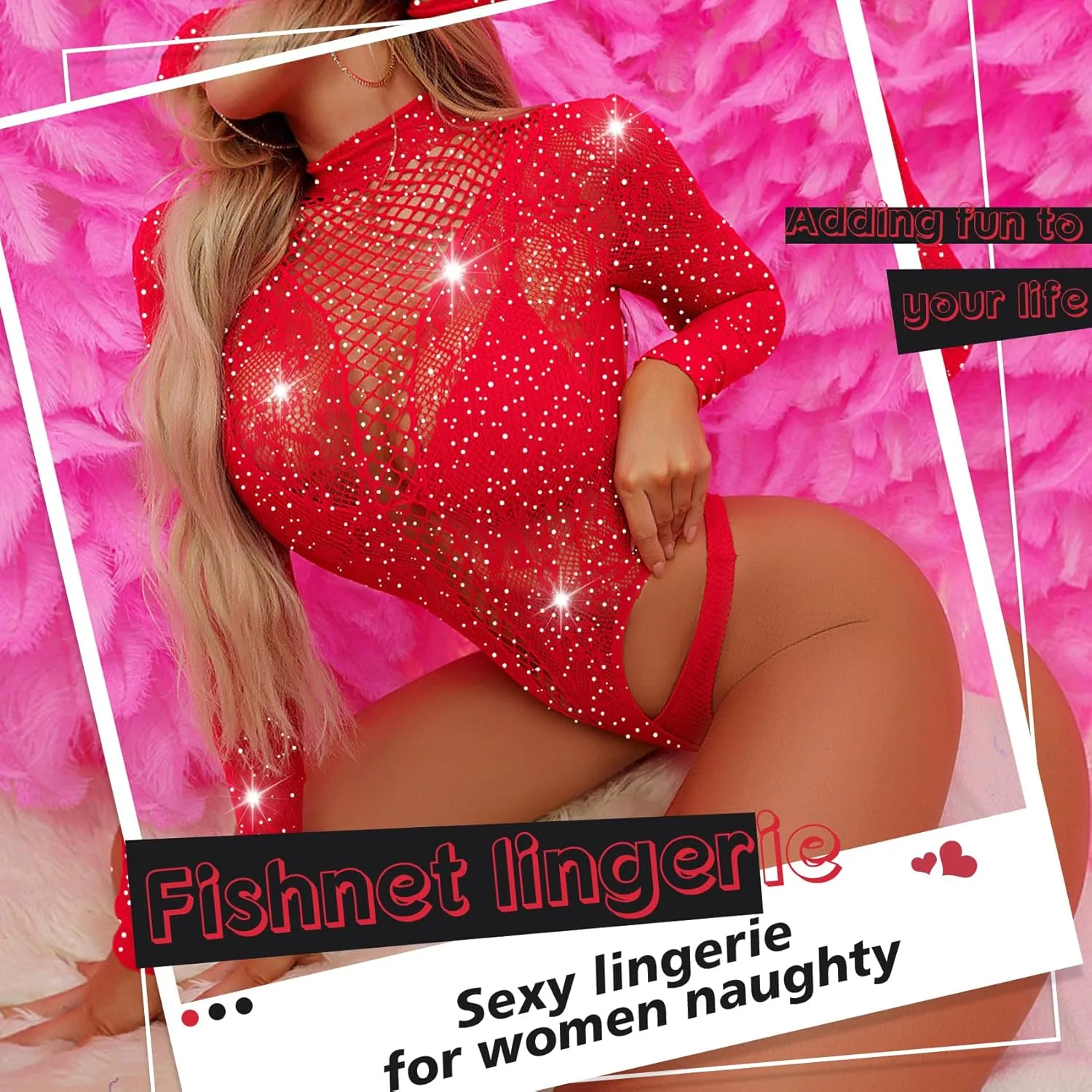 Sexy Lingerie for Women Naughty Fishnet Lingerie Set Bodysuit Outfits Teddy Sheer Mesh Erotic