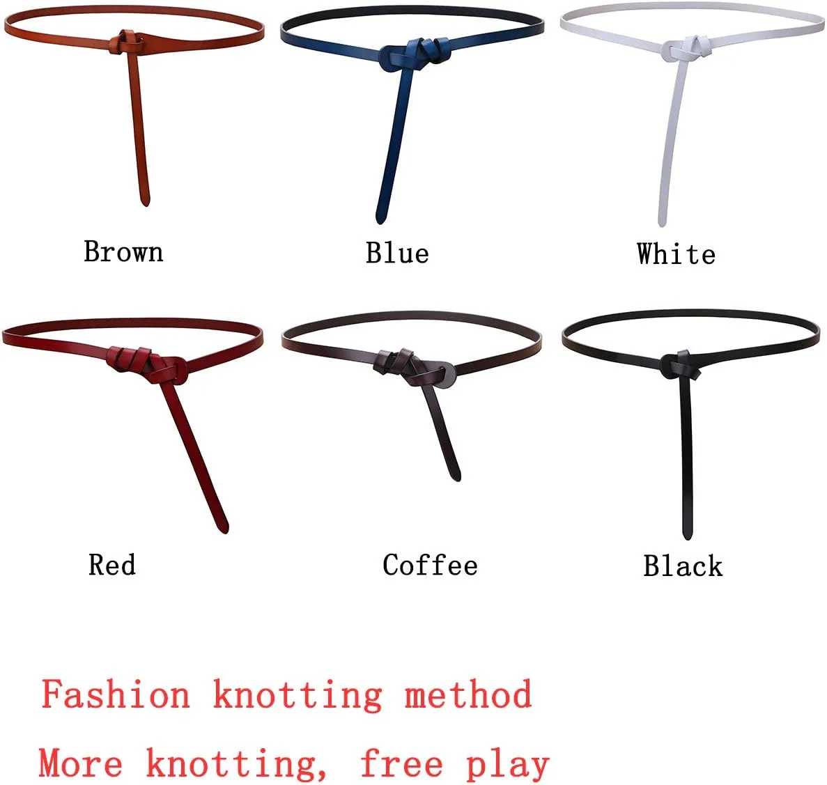 shengweiao Women's Adjustable Leather Belts Fashion Skinny Waist Strap