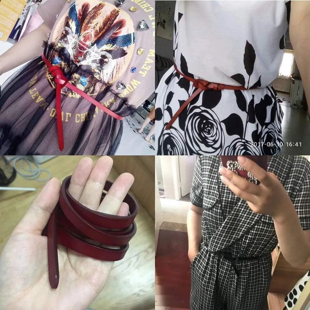 shengweiao Women's Adjustable Leather Belts Fashion Skinny Waist Strap
