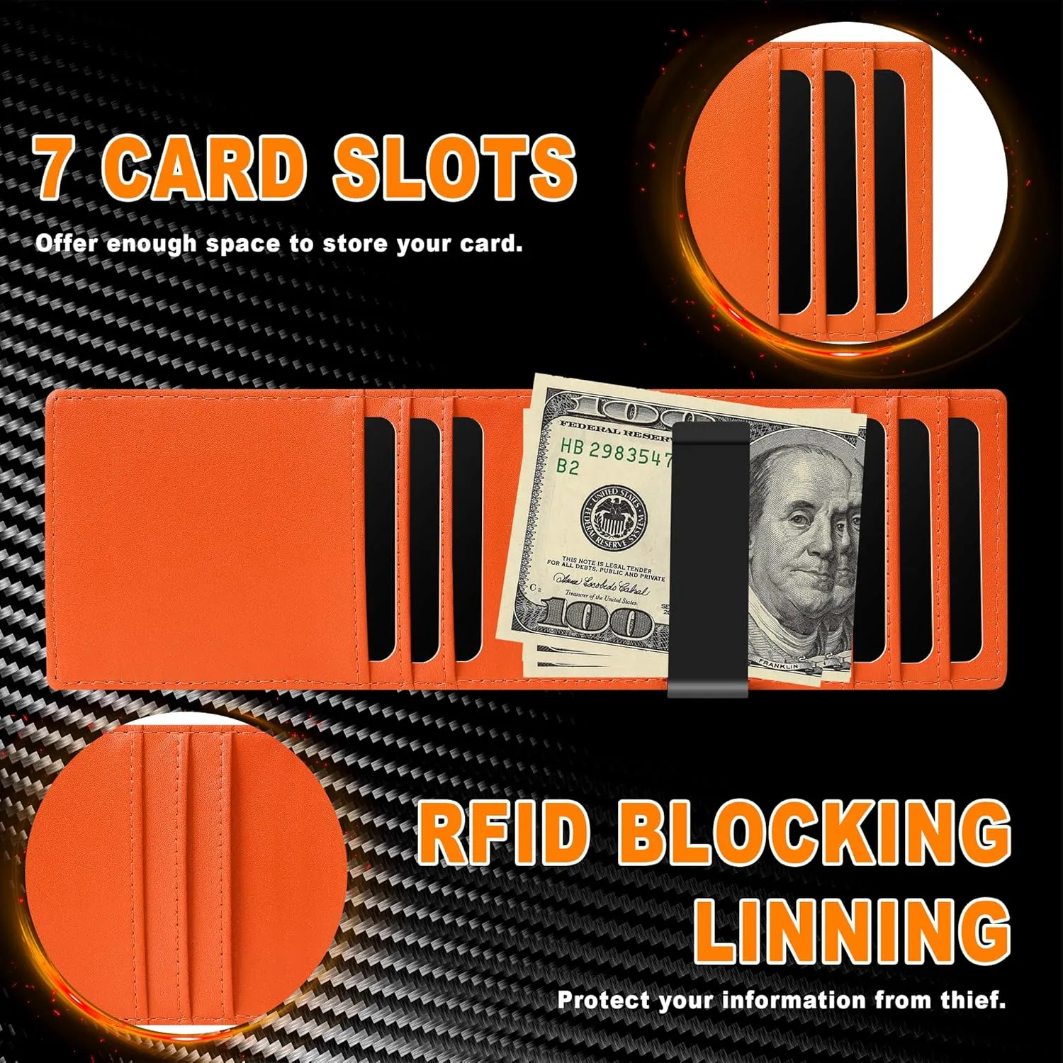 Slim Wallets for Men - RFID Blocking Front Pocket Bifold Wallet with Money Clip