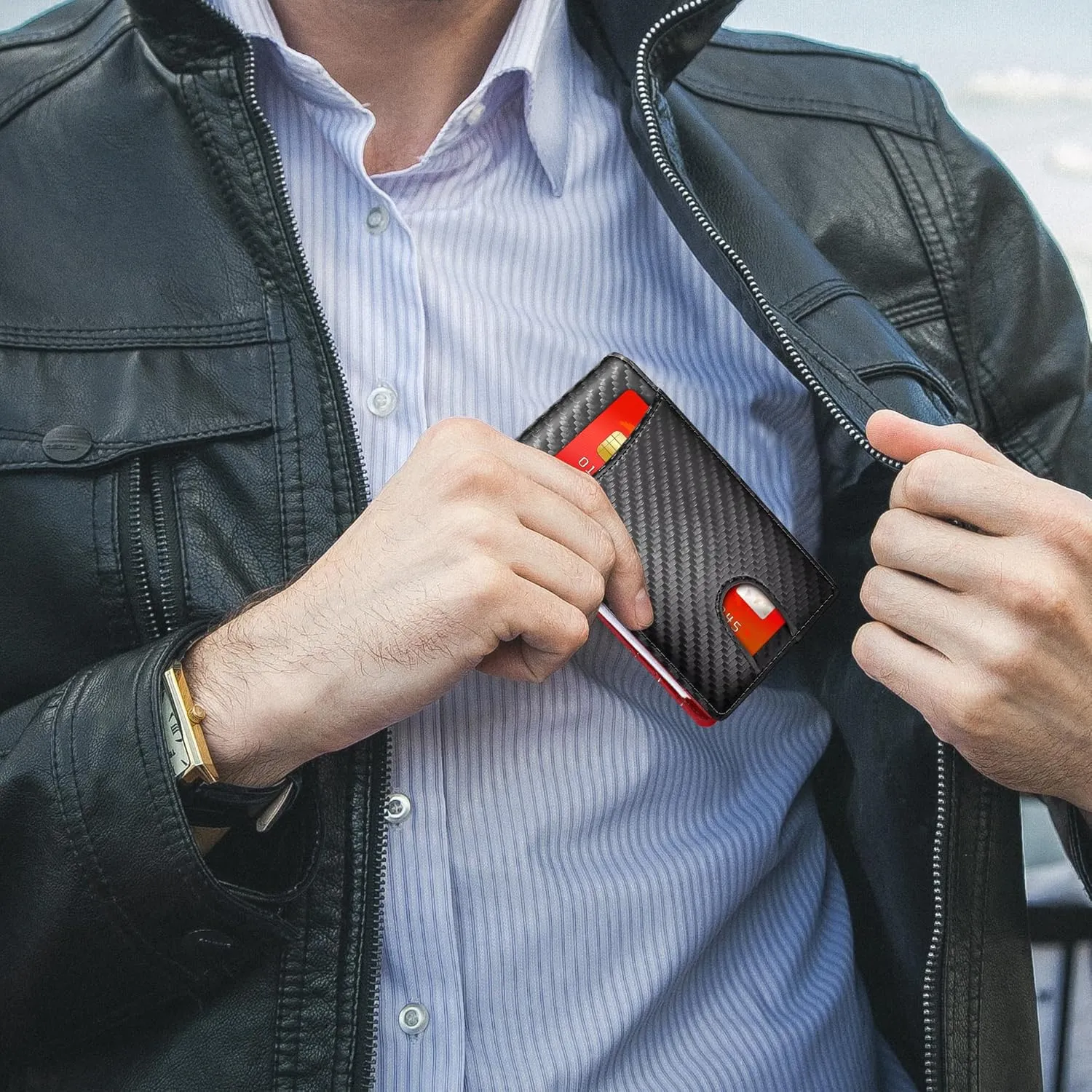 Slim Wallets for Men - RFID Blocking Front Pocket Bifold Wallet with Money Clip