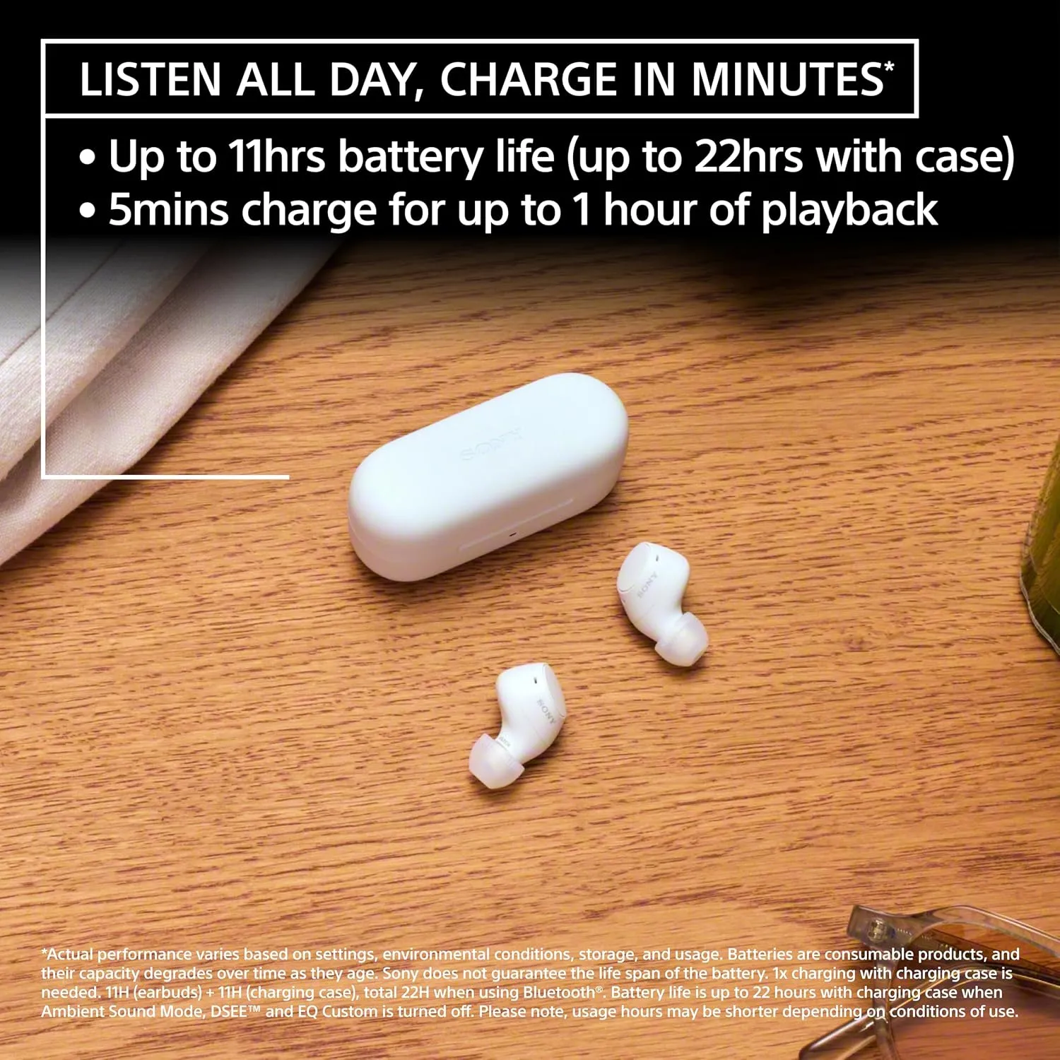 Sony WF-C510 Truly Wireless in-Ear Bluetooth Earbud Headphones with up to 22-Hour Battery, Multipoint-Connection, Mic and IPX4 Water Resistance, White- New