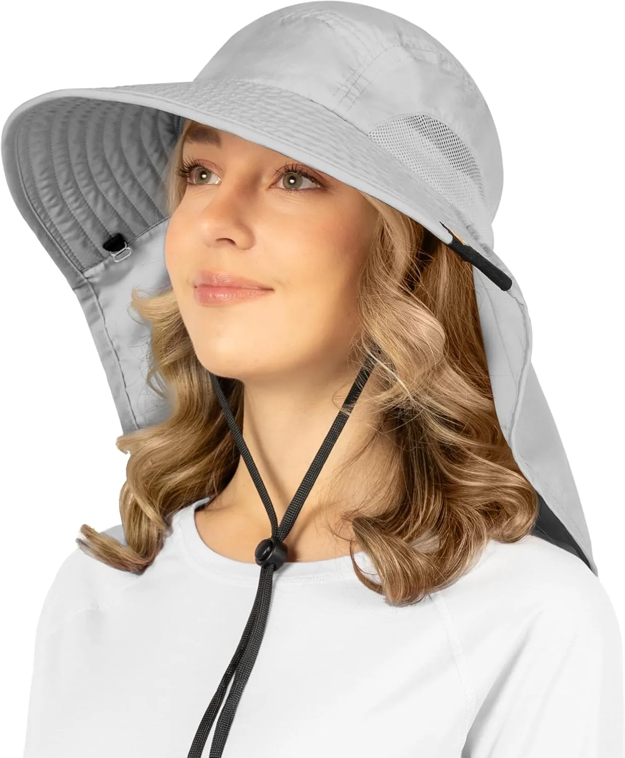 SUN CUBE Wide Brim Sun Hat with Neck Flap, UPF50  Hiking Safari Fishing Hat for Men Women, Sun Protection Beach Hat