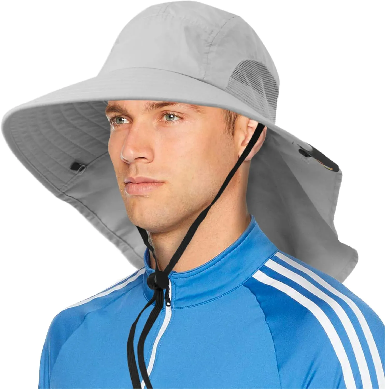 SUN CUBE Wide Brim Sun Hat with Neck Flap, UPF50  Hiking Safari Fishing Hat for Men Women, Sun Protection Beach Hat
