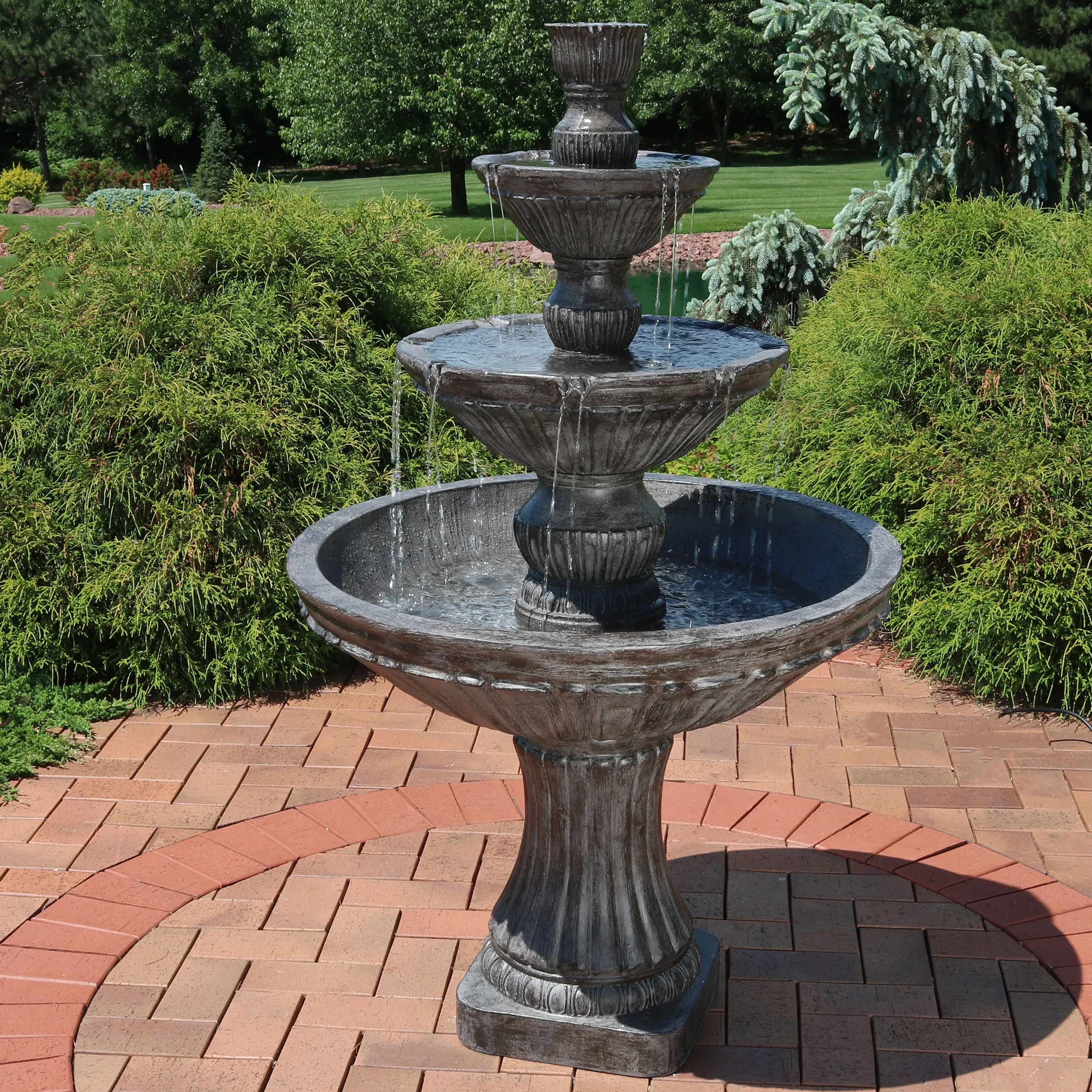 Sunnydaze Classic Designer 3-Tier Outdoor Water Fountain - 55" H