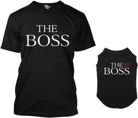 The Boss/The Real Boss Matching Dog Shirt & Owner T-Shirt (Black, 3X-Large Mens/X-Small Dog)