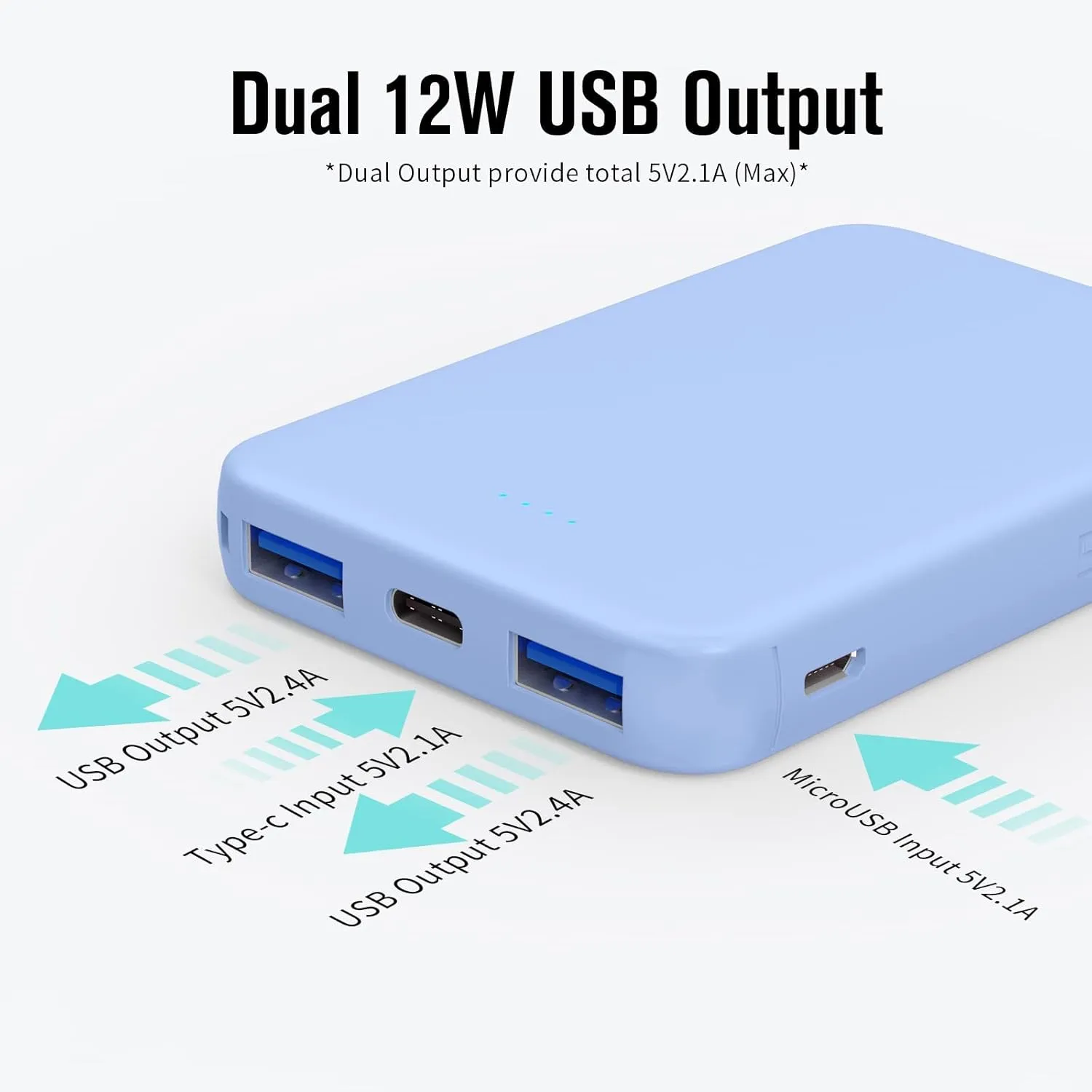 VANYUST S22 Portable Charger, Power Bank, 5000mAh External Battery Pack Compatible for iPhone 15 14 13 12 11 X Samsung S22 S21 Google iPad etc(Blue)