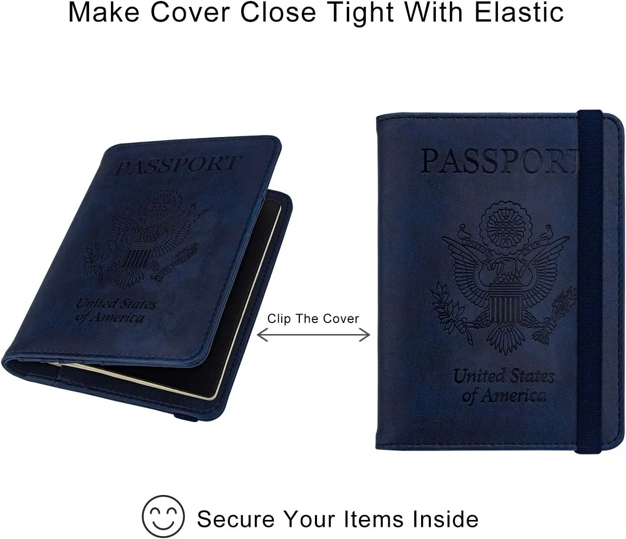 WALNEW Passport Holder for Travel, RFID Passport Cover Wallet for Women Men, PU Leather Passport Book Card Holder Case with Pen, Travelling Essentials for Flying