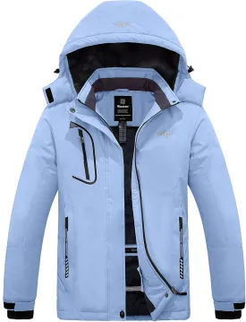 wantdo Women's Mountain Waterproof Ski Jacket Windproof Rain Jacket Winter Warm Hooded Coat
