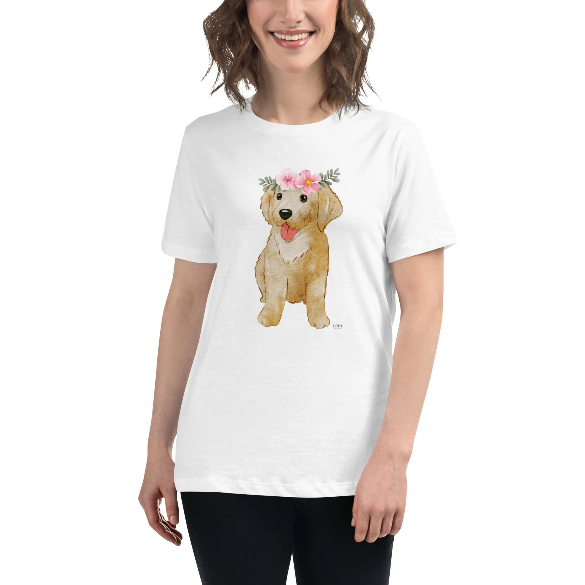 Women's Relaxed Soft & Smooth Premium Quality T-Shirt Labrador Puppy Dog Design by IOBI Original Apparel