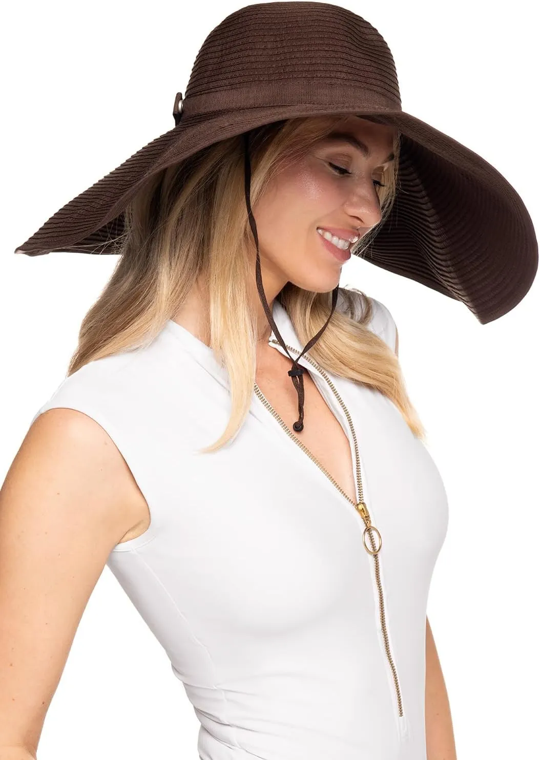 Women's Wide Brim Poolside Hat - UPF 50 Sun Protection - Elegant and Packable - Shelby (One Size)