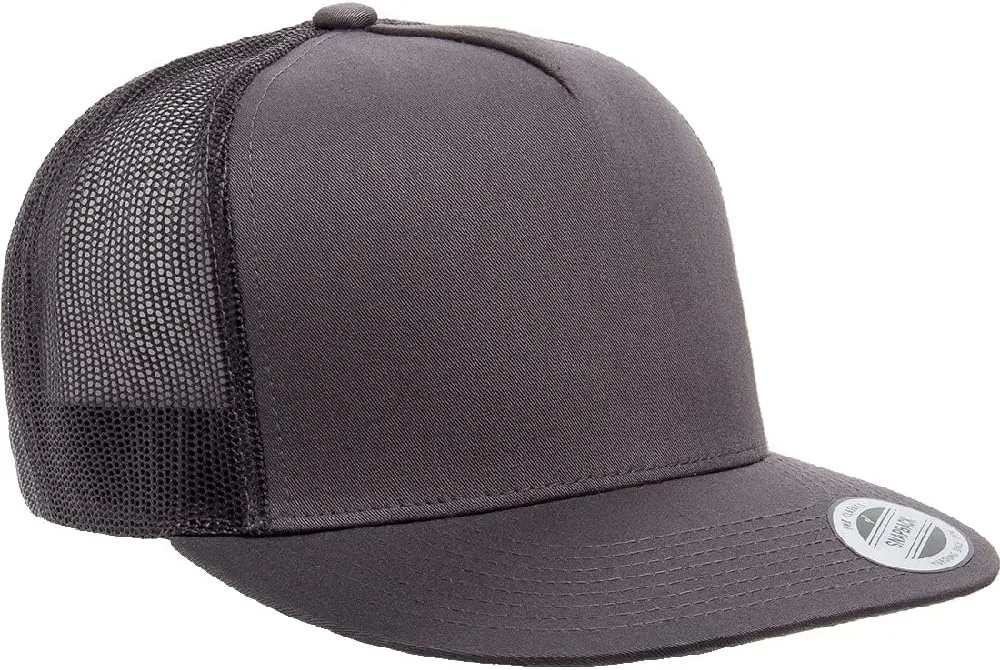 Yupoong 5-Panel YP Classic Trucker Cap | High Profile Flat Visor Snapback | OSFM | Bulk Packs Available