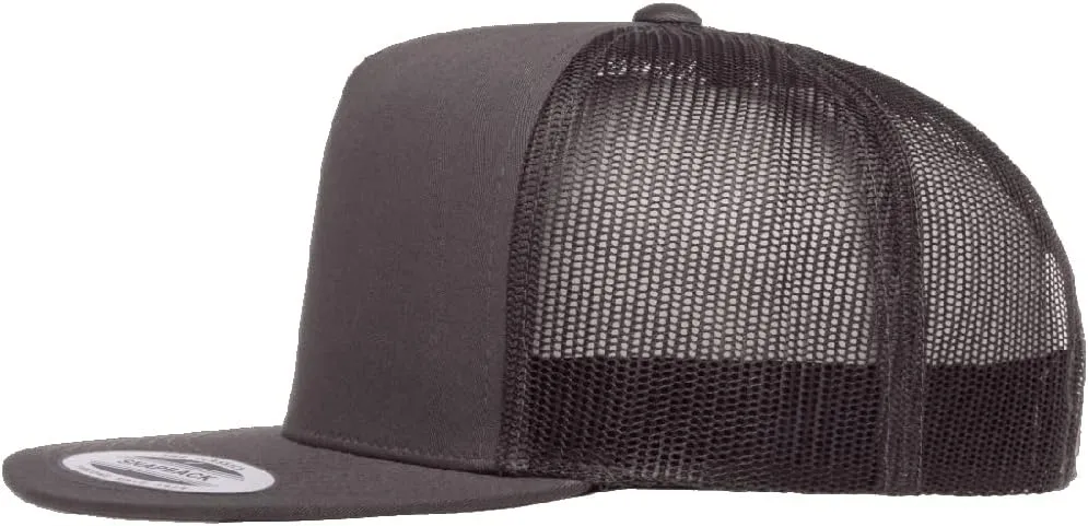 Yupoong 5-Panel YP Classic Trucker Cap | High Profile Flat Visor Snapback | OSFM | Bulk Packs Available