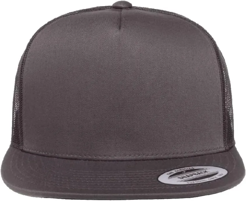 Yupoong 5-Panel YP Classic Trucker Cap | High Profile Flat Visor Snapback | OSFM | Bulk Packs Available