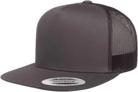 Yupoong 5-Panel YP Classic Trucker Cap | High Profile Flat Visor Snapback | OSFM | Bulk Packs Available