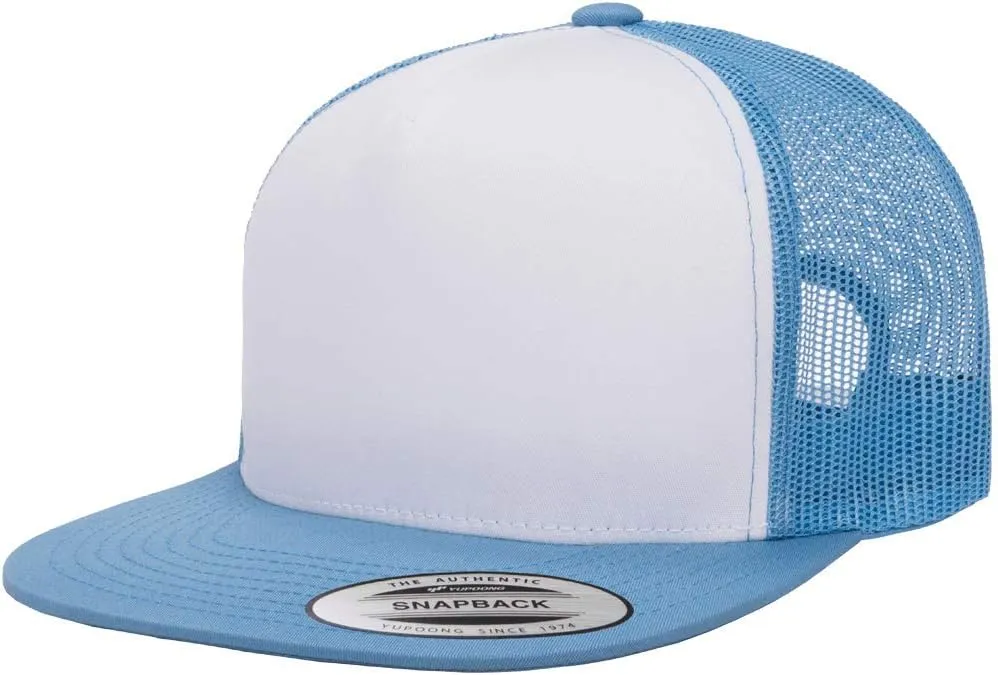 Yupoong 5-Panel YP Classic Trucker Cap | High Profile Flat Visor Snapback | OSFM | Bulk Packs Available