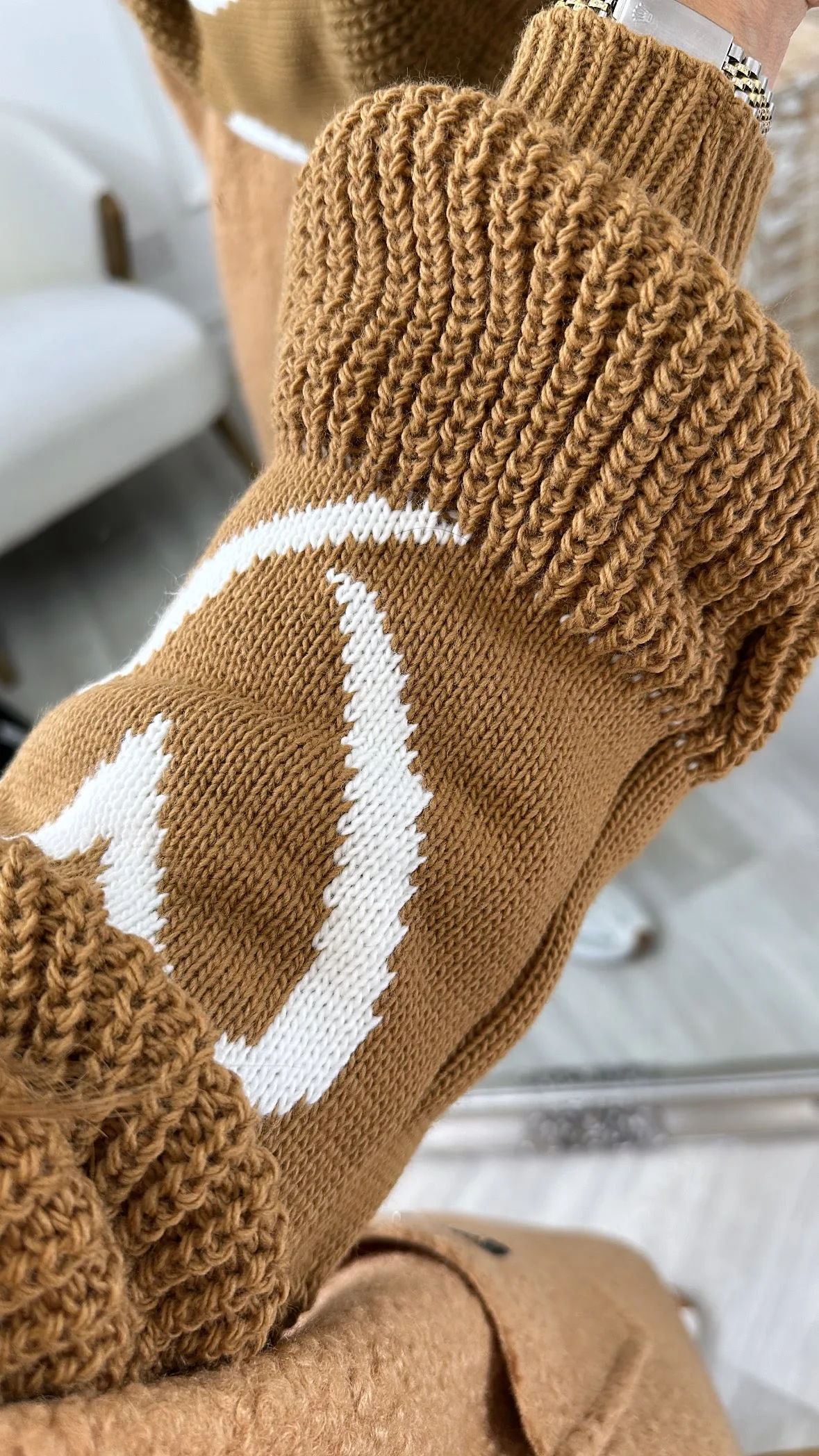 Yvonne Camel Heart Sleeve Coatigan